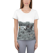 Load image into Gallery viewer, Vaca en la Finca Cabo Rojo All-Over Print Women’s Athletic T-Shirt