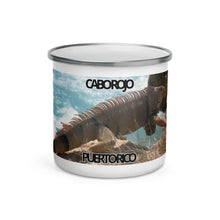 Load image into Gallery viewer, Cabo Rojo Iguana Enamel Mug – Explore Puerto Rico’s Invasive Wildlife