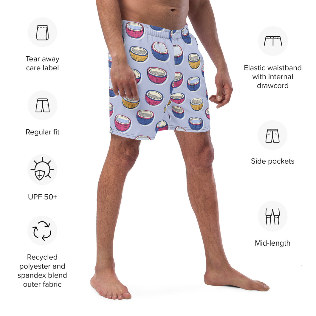 Eco-Friendly Coconut Pattern Swim Trunks