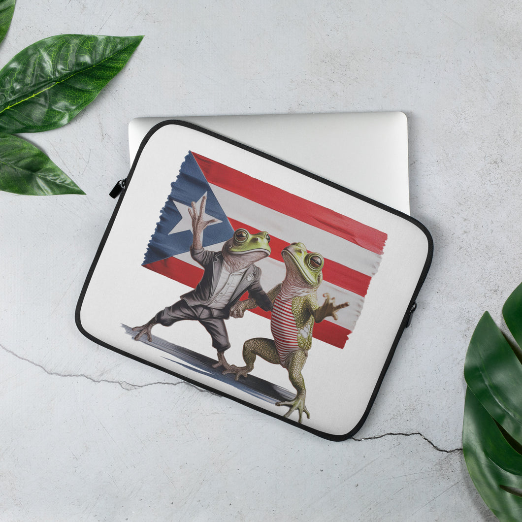 Dancing Coqui Puerto Rican Flag Laptop Sleeve