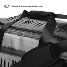 Load image into Gallery viewer, Boquerón Beach Photo Duffle Bag – Puerto Rican Travel Bag with Black and White Beach Photography
