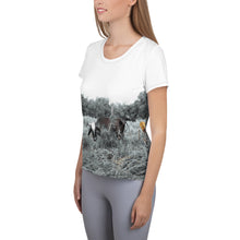 Load image into Gallery viewer, Vaca en la Finca Cabo Rojo All-Over Print Women’s Athletic T-Shirt
